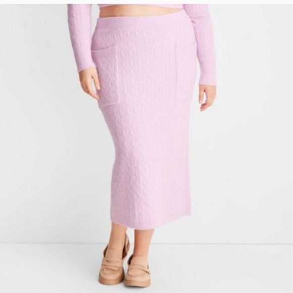 NWT Future Collective 2pc.1X Lavender Top & Skirt Set Cable Knit Modern Pastel - Picture 4 of 9